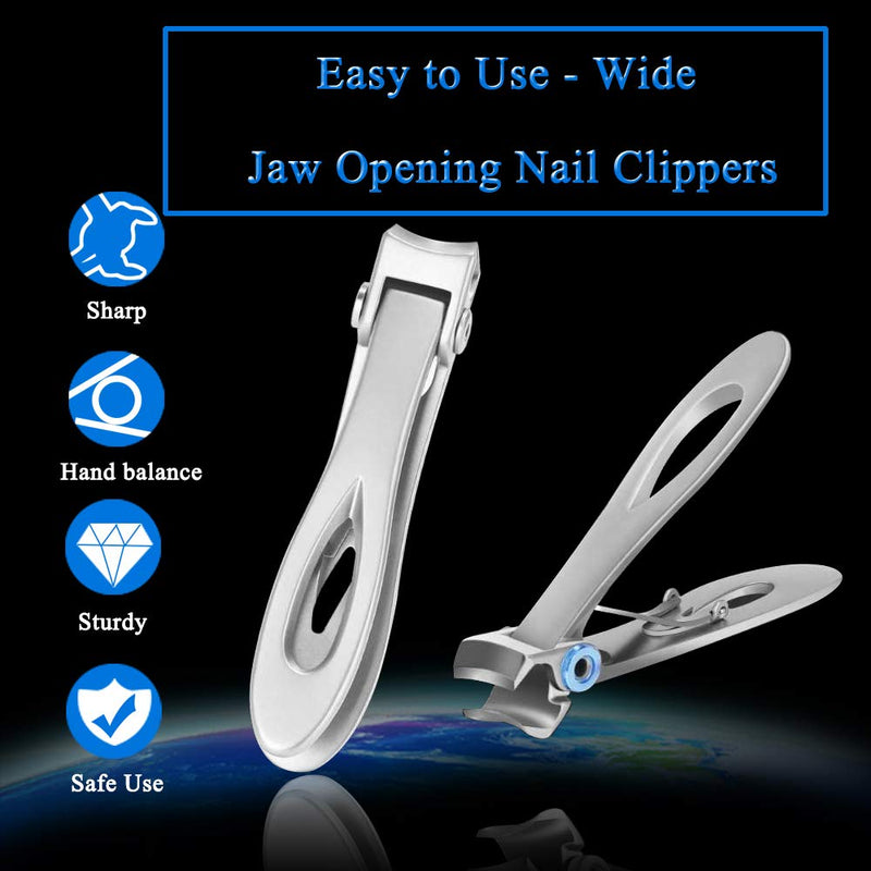 [Australia] - Nail Clippers For Thick Nails - PrettyDiva Wide Jaw Opening Oversized Nail Clippers, Stainless Steel Heavy Duty Toenail Clippers For Thick Nails, Extra Large Toenail Clippers for Men Seniors Elderly Silver 