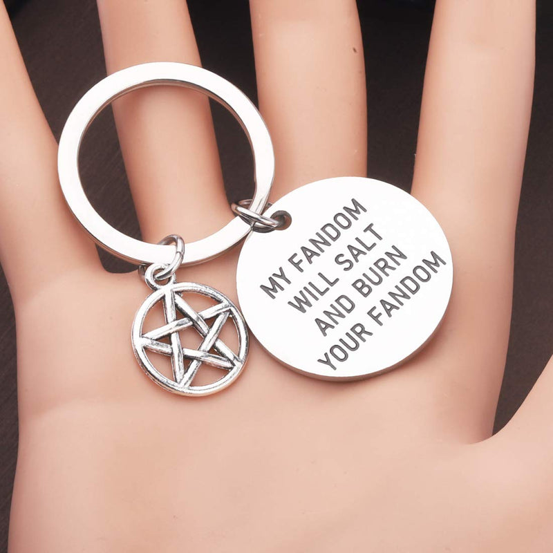 [Australia] - CENWA Supernatural Inspired Jewelry Supernatural Quote My Fandom Will Salt and Burn Your Fandom Keychain SPN Jewelry Gift for Supernatural Fans Sam Dean Winchester Gift 