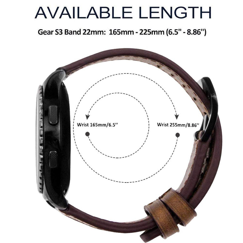 [Australia] - iBazal Gear S3 Watch Band 46mm, Gear S3 Frontier/Classic Bands 22mm Genuine Leather Bands Replacement Strap for Samsung Gear S3 Frontier/Classic SM-R760/Huawei Watch GT Men- Brown+Black Clasp 1-Black Clasp + Brown 