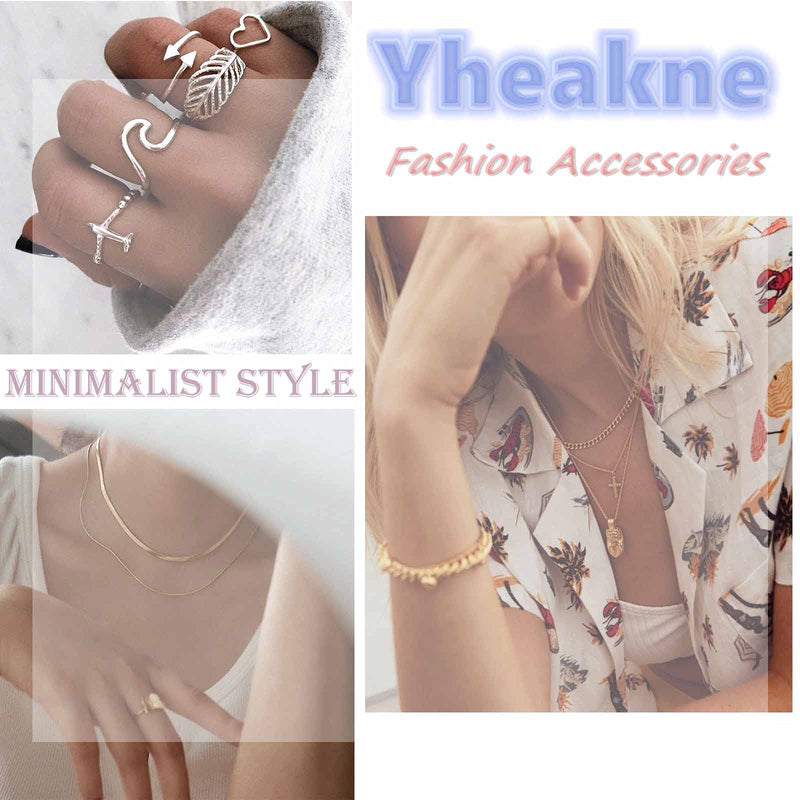 [Australia] - Yheakne Boho Chain Rings Silver Cross Link Chain Finger Ring Stackable Knuckle Rings Vintage Tassel Cuff Rings Gothic Statement Ring for Women and Girls (Style A) Style A 