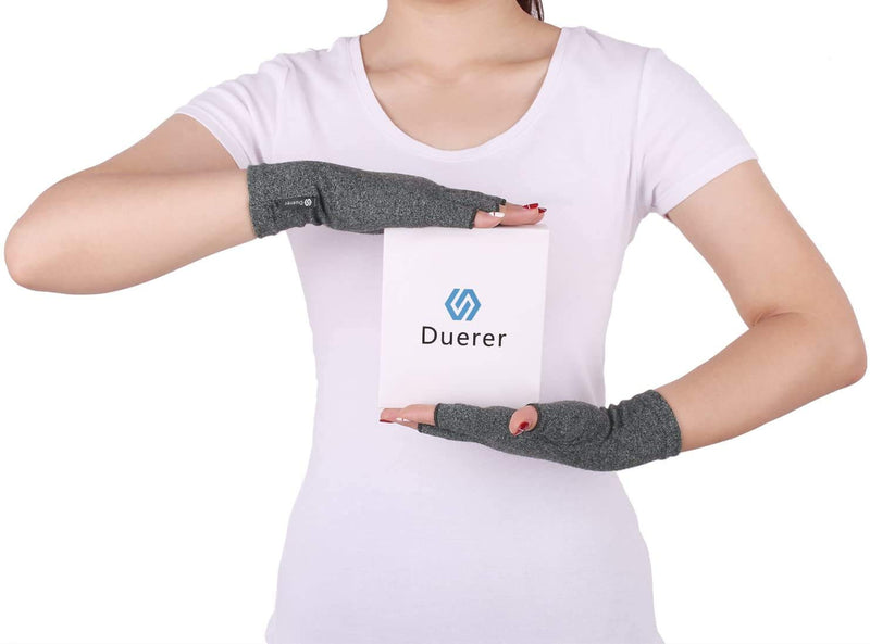 [Australia] - Duerer Arthritis Compression Gloves Women Men for RSI, Carpal Tunnel, Rheumatiod, Tendonitis, Fingerless Gloves for Computer Typing and Dailywork (Gray, S) Small (1 Pair) Gray 