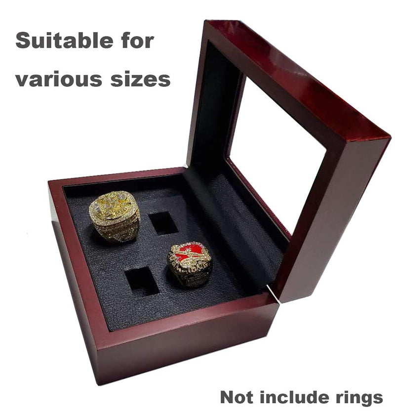 [Australia] - Wooden Championship Ring Storage Box Heavy Porous Display Case Jewelry Organizer Without Ring (9 Holes) 9 Holes 