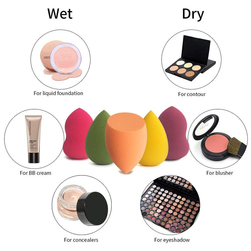 [Australia] - 5Pieces Beauty Egg Makeup Puffs cosmetic sponge Set of Applicator Latex-Free Suit for All Skin Type 3 Shapes Beauty Make Up Powder Puff for Liquid Powder BB Cream 