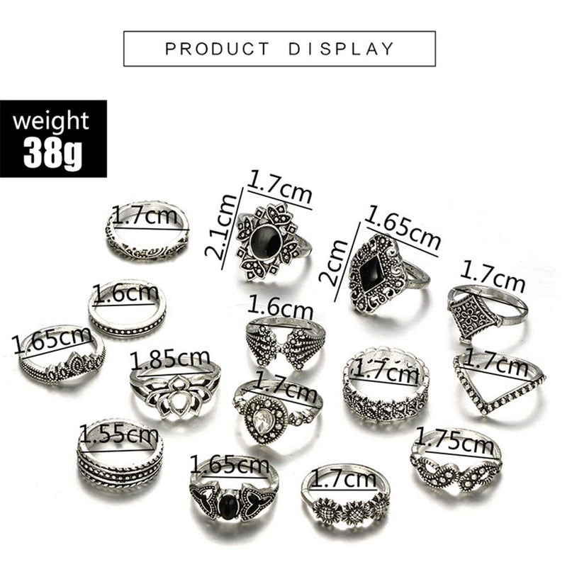 [Australia] - VESOCO 15 Pcs Bohemian Stackable Joint Knuckle Ring Set Crystal Carved Midi Ring Punk Finger Rings for Women and Girls(Style 1) Style 1 