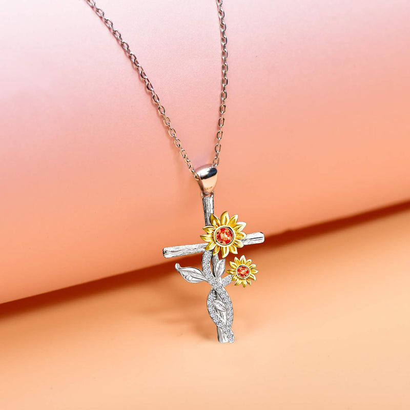 [Australia] - Distance Sunflower Necklace for Women 925 Sterling Silver You are My Sunshine Necklace Jewelry Gifts for Women Girls Mom Wife 