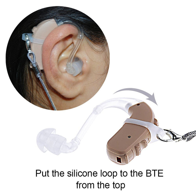 [Australia] - Hearing Aid Clip - Anti-Lost Lanyard Protector BTE Clip Holder for Adults Seniors (Black) Black 