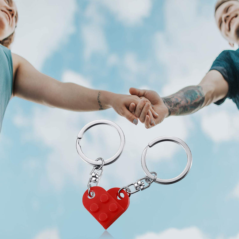[Australia] - Brick keychain for Couples Friendship - 2pcs matching heart keychain set for Girlfriend Boyfriend Couples Valentine's Day BFF 