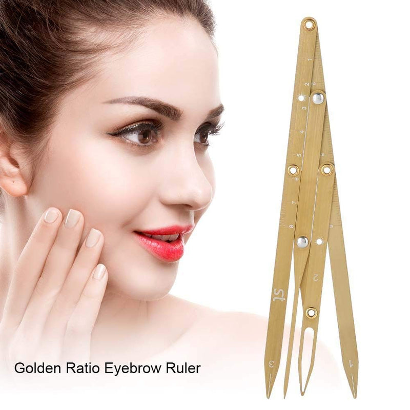 [Australia] - 2 Type Eyebrow Measure Ruler, Stainless Steel Golden Ratio Eyebrow Ruler, Eyebrow Stencil Permanent Makeup Measuring Tool for Professional Beauty Salon Artists and Beginner Use(Gold) Gold 