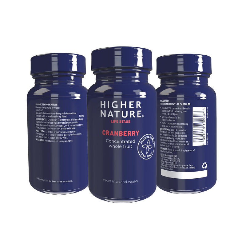 [Australia] - Higher Nature - Cranberry Supplement - Concentrated Whole Fruit - Antioxidant Cranberry Capsules - Cranberry Supplements for Women - Vegetarian & Vegan - 90 Capsules 
