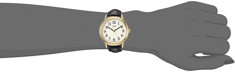 [Australia] - Timex Women's Easy Reader Leather Strap 30mm Watch Black/Gold/Cream 