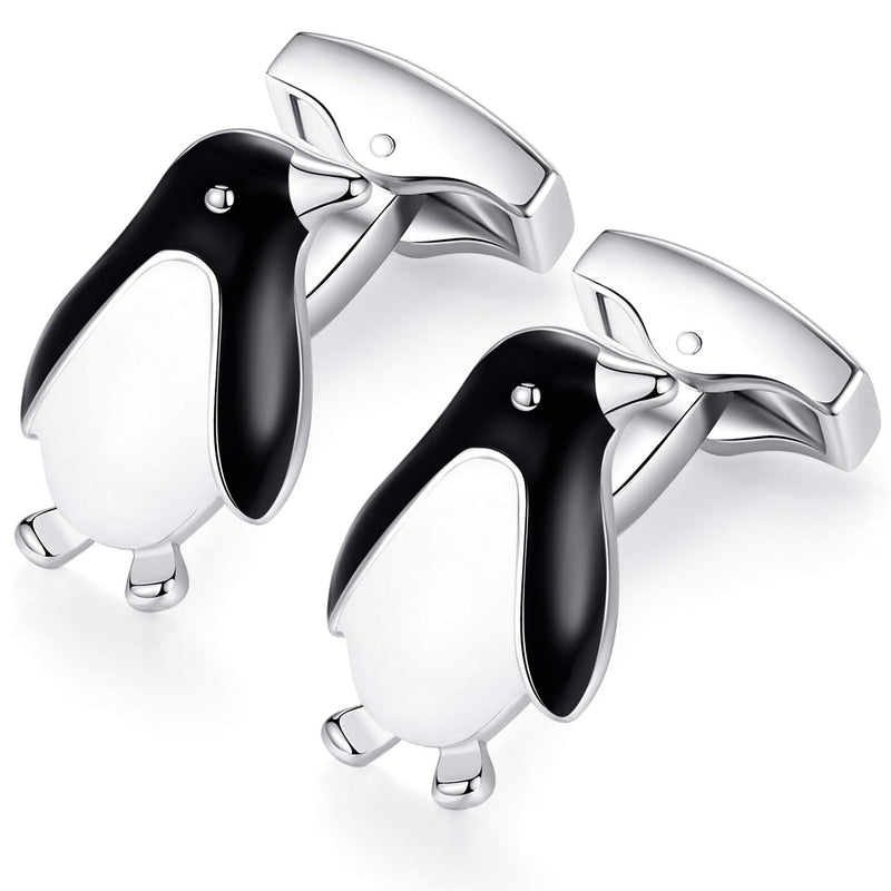 [Australia] - HONEY BEAR Penguin Cufflinks for Mens Business Wedding Gift Black and White 