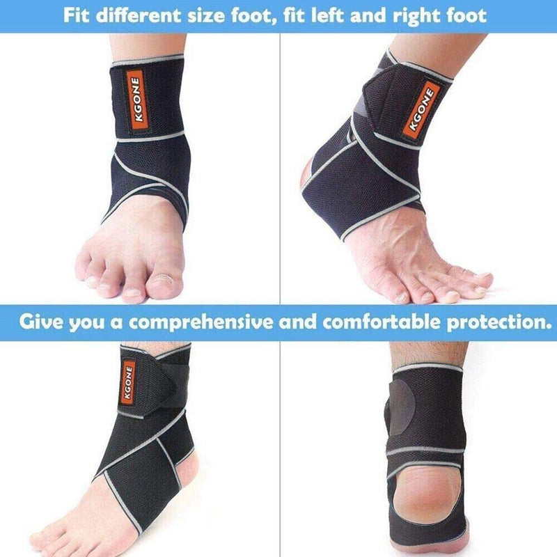 [Australia] - KGONE Adjustable Ankle Support, Ankle Brace Breathable Nylon Elastic Material Ankle Wrap for Sports, Joint Pain, Sprains Fatigue etc, One Size Fits All Grey 