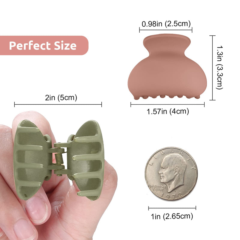 [Australia] - 12 Pcs Lolalet Small Hair Clips 1.5” for Women Girls Kids, Mini Claw Hair Clips for Thick Thin Fine Medium Hair Nonslip Mini Hair Clips Strong Matte Stylish Acrylic Hair Clamps Hair Accessories Set 1- Cream White/Dark Green/Dark Pink/Black/Brown 