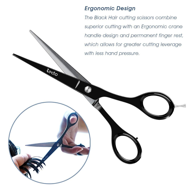 [Australia] - TECTO Hair Cutting Scissors Professional 6.6 inches - Stainless Steel Barber Scissors, Extra Sharp Hair Cutting Shears For Men & Women with Free Leather Case 