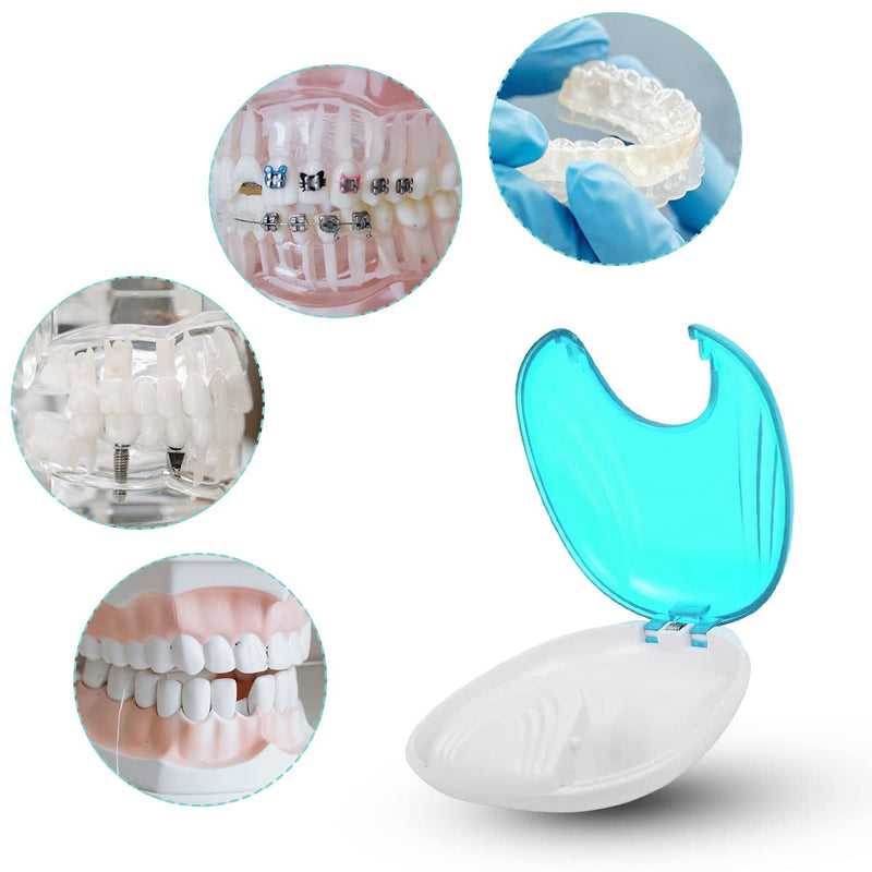 [Australia] - Jagowa 1 Piece False Teeth Container Denture Box, Press Open Retainer Case Holder Portable Denture Box Teeth Fixing Box Denture Container Orthodontic Holder Box (Blue) Blue 