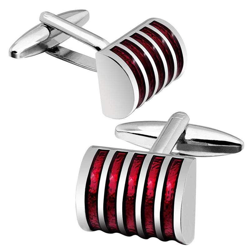 [Australia] - HAWSON Graceful Enamel Tuxedo Cufflinks and Studs Set for Wedding Accessories 2+6 Red 
