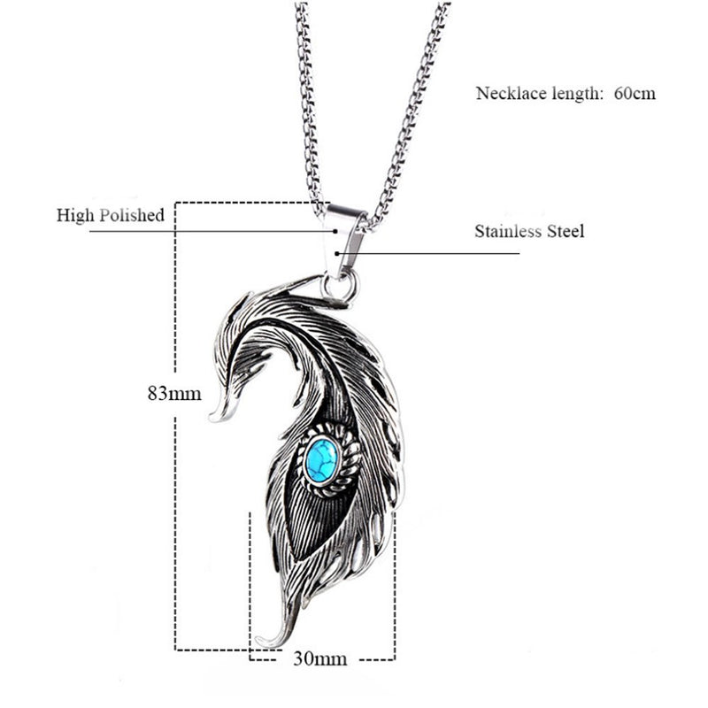 [Australia] - Paialco Stainless Steel Big Phoenix Feather Pendant Necklace 