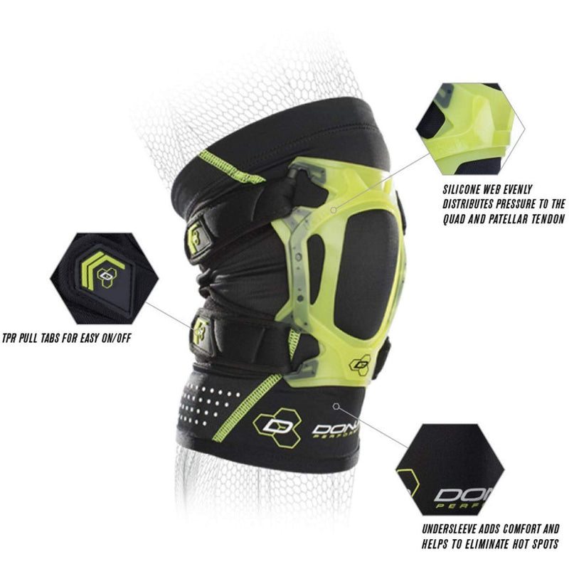 [Australia] - DonJoy Peformance Webtech Short Knee Brace – Lightweight, Adjustable, Dual Silicone Support to Quad and Patellar Tendon, Ideal for Tendinitis, Chondromalacia, Osgood Schlatters, Patella Tracking Support for Running, Walking, Cycling, Water Sports, Lacr... 