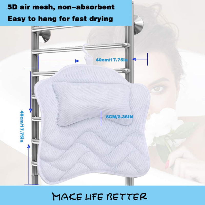 [Australia] - Bath Pillows for Tub, Bathtub Pillow for Head and Back & Neck Support, Comfort 5D Air Mesh Bath Tub Pillow Headrest with 5 Strong Suction Cups, Fits All Bathtub, Hot Tub Home Spa a.Pillow Only 