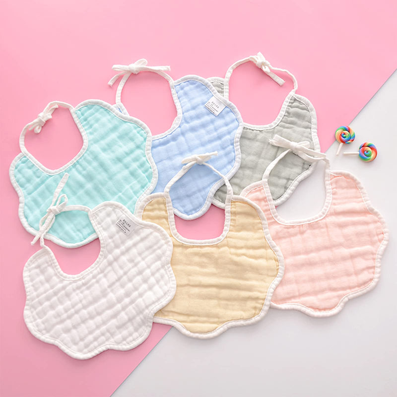 [Australia] - 6 Pack Muslin Baby Bandana Drool Bibs Soft & Absorbent Drooling Bibs Baby Bibs for Drooling and Teething Adjustable Bibs for Unisex Boy Girl Baby(0-6 Months) 