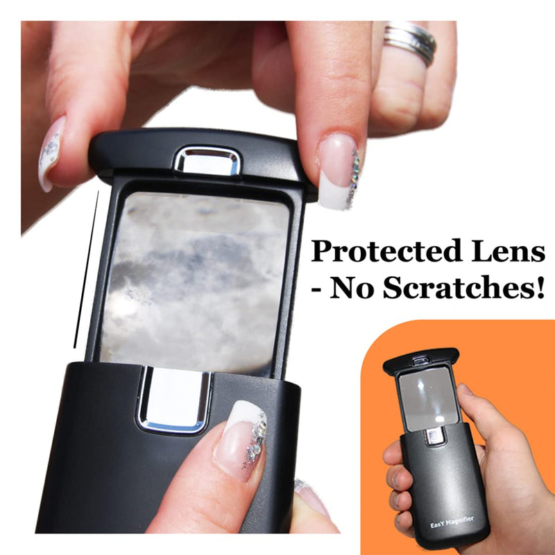 [Australia] - EasY Magnifier Small Pocket Magnifying Glass 3X with LED Light For Reading Fine Print; Mini Lighted Hand Held Acryl Lens; Read Lables In Stores; Magnify Glasses For Close Work;Helpful Gift For Seniors 