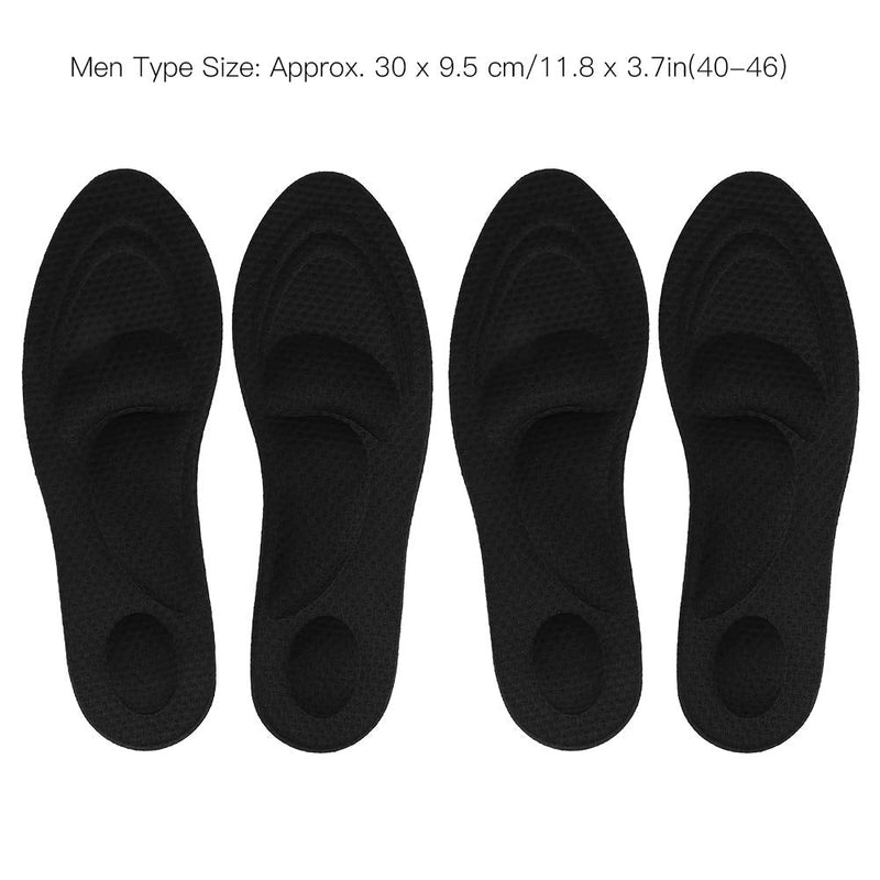 [Australia] - Alvinlite Shoes Insole, 2 Pair Orthotic Arch Support Insoles 4D Jacquard Shock Sweat Absorb Breathable Sponge Shoe Pad (Man-Black) Man Black 