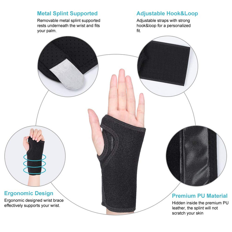 [Australia] - Wrist Brace, Wrist Splint Support Wrist Palm Protector with Metal Splint Stabilizer & Elastic Edged Thumb Hole for Carpal Tunnel, Tendonitis, Sports Injuries Pain Relief (Left Hand) Left Wrist 