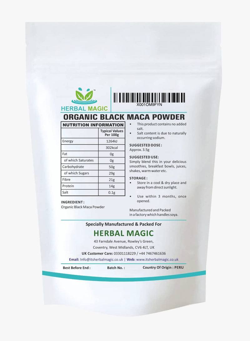 [Australia] - Herbal Magic's Organic Black Maca Root Powder-can be Added into Smoothies and Baking Recipes-Naturally Sweet Root Vegetable-Rich in Essential nutrients-Nourishing-Free from Fillers&preservatives-100g Pack of 1 