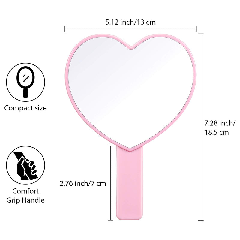 [Australia] - 2 Pieces Heart-Shaped Handheld Mirrors Travel Makeup Mirrors Mini Cosmetic Mirror with Handle Small Heart Mirrors Decorative Hand Held Mirror for Women Girls Valentine's Day, 2 Colors 