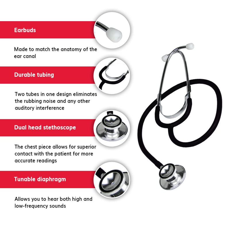 [Australia] - Ever Ready First Aid Dual Head Stethoscope - Black 