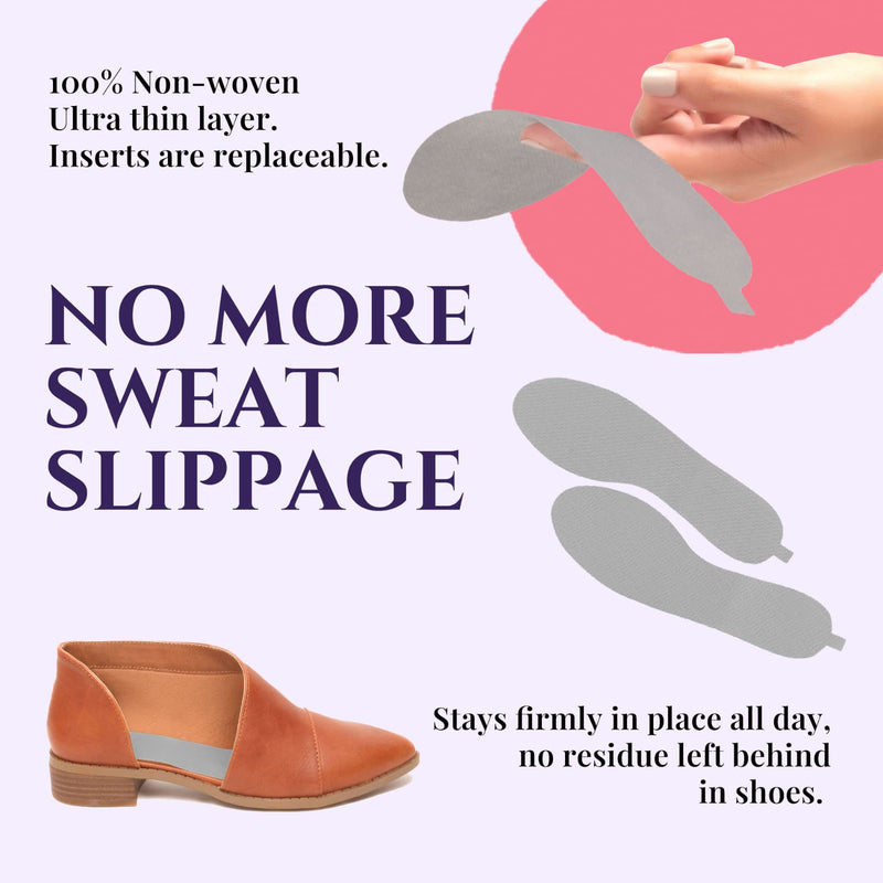 [Australia] - Accents Inserts - Shoe Inserts, Absorbent Shoe Insoles for Sweat and Odor, Ultra Thin Replaceable Barefoot Liners for Womens Shoes, Size 8-9, Slate Gray, 4 Pairs 