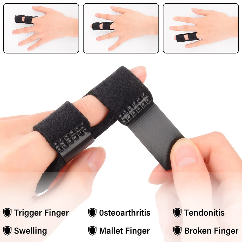 [Australia] - supregear Finger Splint Support, 2 Pack Adjustable Reusable Trigger Finger Splint Finger Brace with Removable Aluminum Bar for Index/Middle/Ring/Pinky Finger, Black 