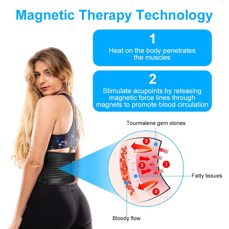 [Australia] - ACWOO Heated Back Support Belt, Self Heating Lower Back Support Belt For Men & Women, Magnetic Therapy Lumbar Support Belt, Ideal for Back Pain Relief L 