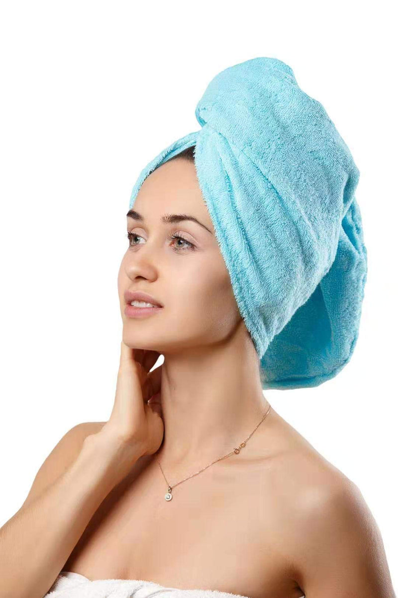 [Australia] - Aspen5 Huge 400 GSM Cotton Hair Towel Wraps for Women | Super Absorbent Quick Dry Hair Towel | Hair Turban Ideal for Long and Curly Hair | Plopping Towel Curly Hair (Sea Glass Green) 