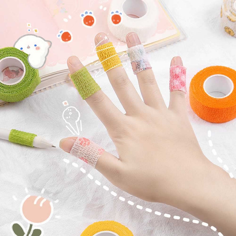 [Australia] - 7 Rolls of Non-Woven self-Adhesive Bandages for Finger Guard Nail Protector, 2.5cm x 4.5m / 1" x 5yd Waterproof Cohesive Elastic Tape Sports Fixing Band Stretch Wrap 