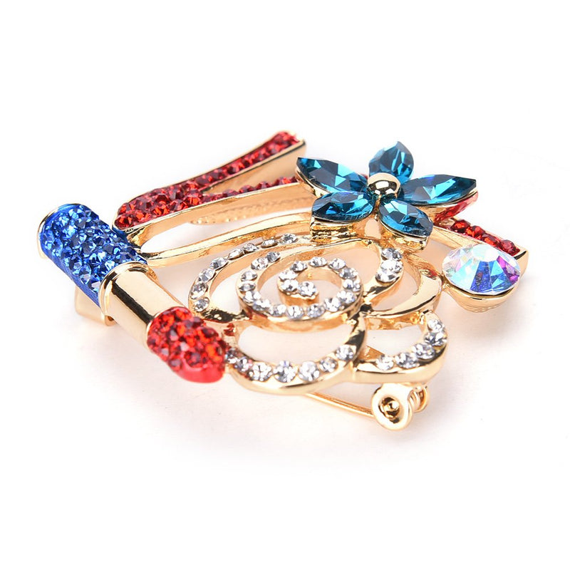 [Australia] - Lip Stick and High Heel Brooch for Women's Fashion Crystal Brooch Pin 
