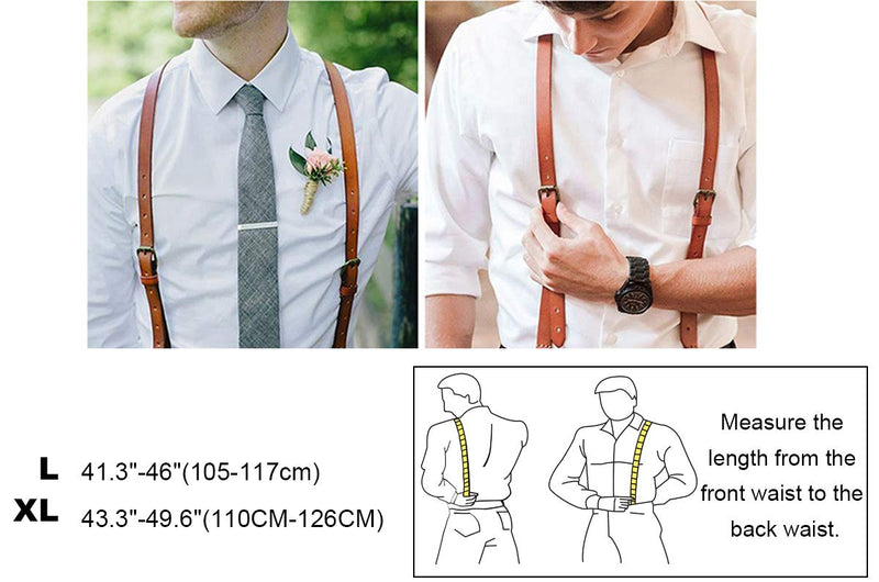 [Australia] - Leather Suspenders For Men, Personalized Brown Genuine Leather, Groomsmen Gifts L Fits 5'2"--6'23" 