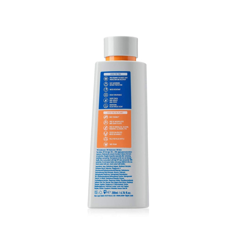 [Australia] - NEW LAYER Sunscreen | SPF 30 | Pro Vitamin D | Fast absorbing | Long lasting | Free of microplastic | Reef-friendly | Free of oxybenzone & octocrylene | Water resistant (200ml) 