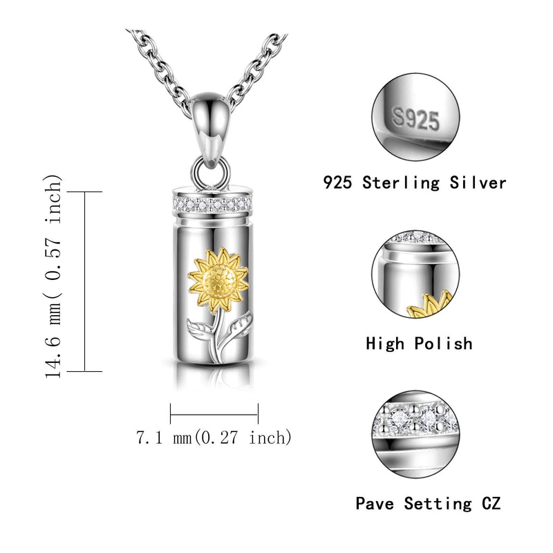 [Australia] - APOTIE 925 Silver Sunflower Urn Necklace for Ashes -Keepsake Memorial Funeral Cremation Pendant Jewelry forWomen 
