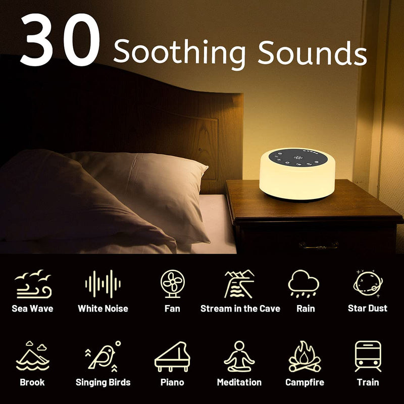 [Australia] - ColourNoise Sound Machines White Noise Machine 12 Colors Night Lights with 30 Soothing Sounds Sleep Machine with 5 Timers Portable for Home Travel and Office… (R-Black) R-Black 
