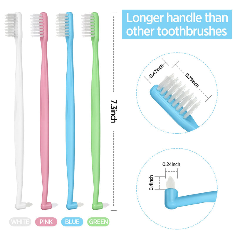 [Australia] - 4 Pieces Tufted Toothbrush Brace Toothbrush Double Ended V-Trim Bristles Toothbrush Soft Trim Toothbrush Single Tufted Toothbrush for Braces Detail Cleaning 