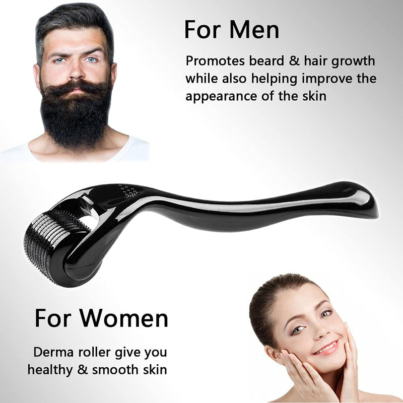 [Australia] - Xyemao Beard Growth Roller| Derma Roller 3Pack(0.5+1.0+1.5) mm | Beard Roller | Titanium Micro Needling Roller for Men and Women | Stimulate Beard and Hair Growth - Black 