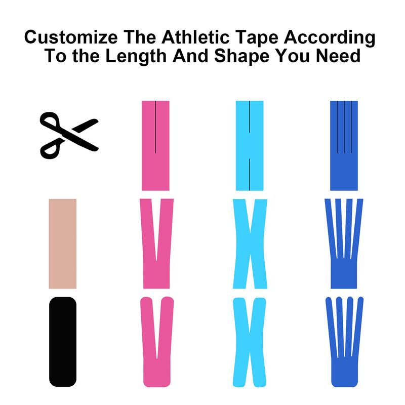 [Australia] - Kinesiology Tape Athletic Tape, Lychee Supports & Protects Muscles, Waterproof and Latex Free, Breathable Elastic for Sport Activity (Black, 6 Rolls) Black 