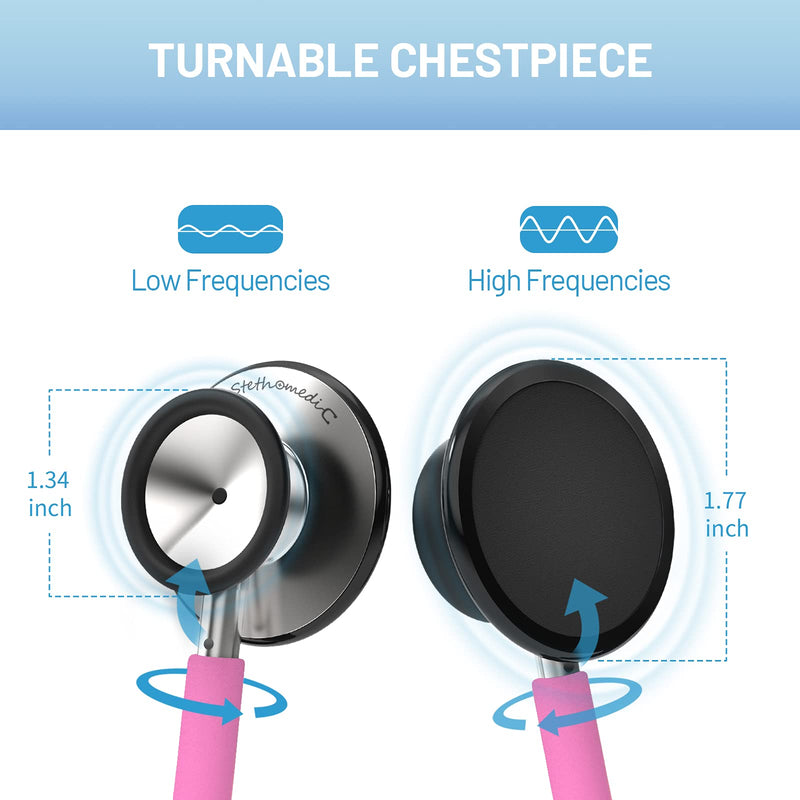 [Australia] - Dual Head Stethoscope for Medical and Home by FriCARE, Classic Lightweight Design, Stethoscope for Adult, Gift for Nurses, Doctors, Medical Students, 28 inch (Peach Pink) Peach Pink 