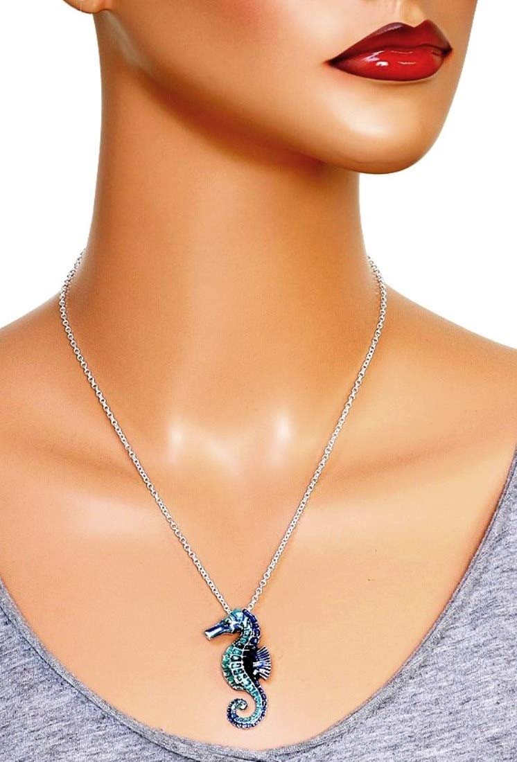 [Australia] - DianaL Boutique Large Beautiful Seahorse Pendant and Necklace with 21" Chain Gift Boxed Sea Horse Fashion Jewelry 