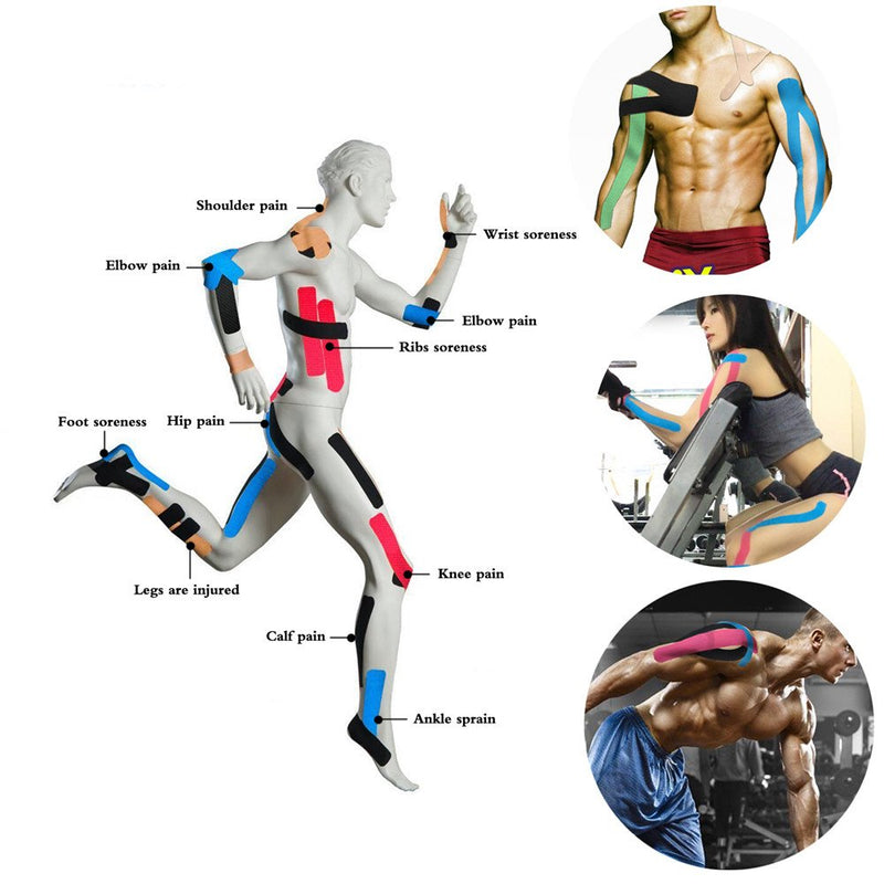 [Australia] - Kinesiology Tape 2 Rolls Combo Pack for Athletic Sports, Recovery and Physiotherapy Free, Waterproof, Uncut, 2-Inch x 16.4-Feet Black Pink 