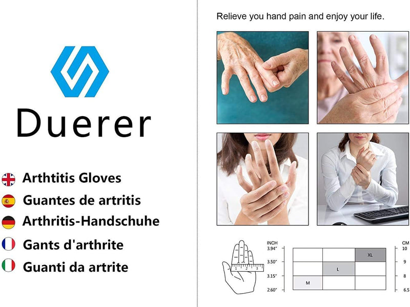 [Australia] - Duerer Arthritis Compression Gloves Women Men for RSI, Carpal Tunnel, Rheumatiod, Tendonitis, Fingerless Gloves for Computer Typing and Dailywork (Black, L) Large (1 Pair) Black 