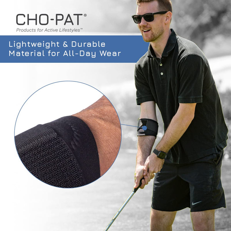 [Australia] - Cho-Pat Golfer’s Elbow Support Strap, Adjustable Compression Forearm Support for Golfer’s Elbow Treatment, Overuse Syndromes, and Muscle Strains, Medium Black 