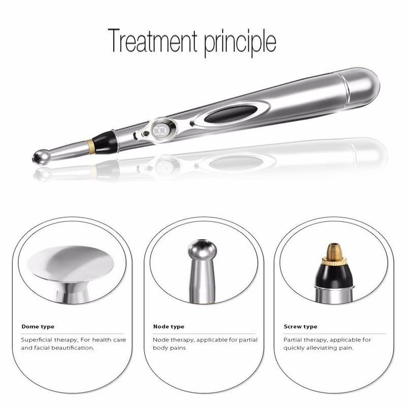 [Australia] - OFKPO Acupuncture Pen Meridian Pain Relief Massager Body Massage, Electronic Meridian Acupuncture Massager Pen (Silver) 