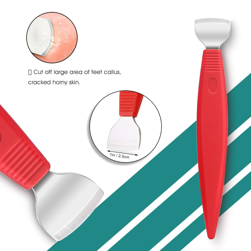 [Australia] - BEZOX Pedicure Shavers Set - Professional Callus Shavers Foot Care Kit - Stainless Steel Corn Hard Skin Dead Skin Remover Tool（Red） Red 